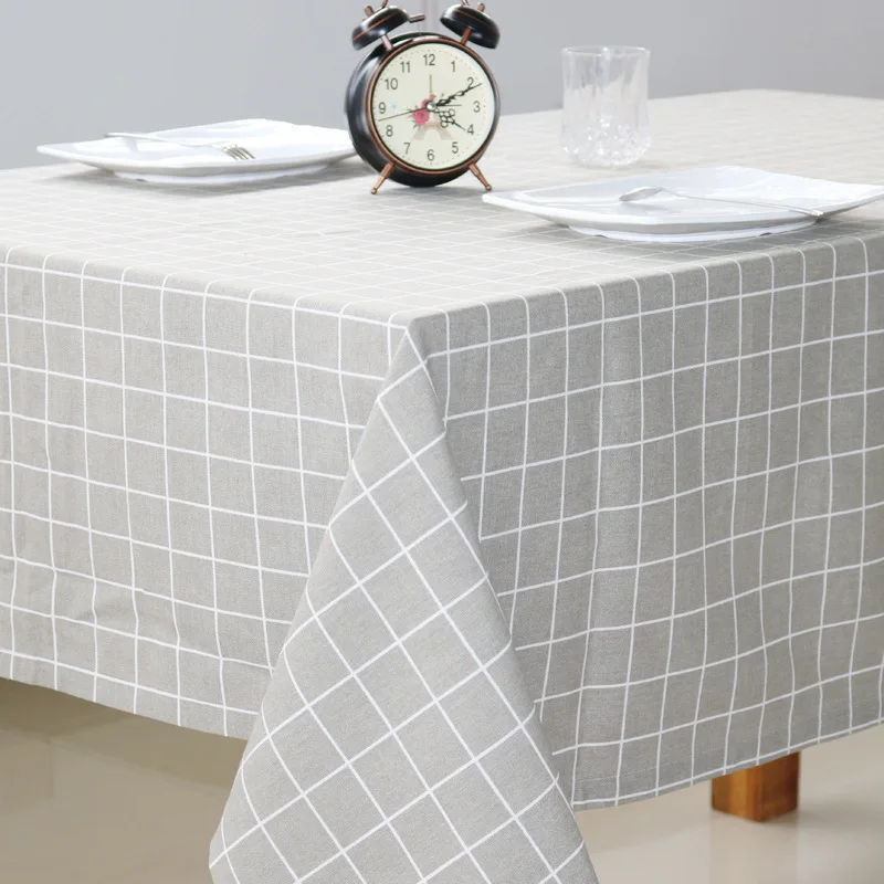High quality plaid print table cloth linen fabric decorative tablecloth dining Table Cover For Kitc