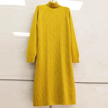 Long Knitted Turtleneck Pullover