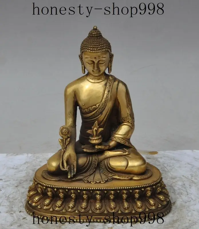 

8" tibet buddhism fane brass Joss sakyamuni Shakyamuni Medicine Buddha statue