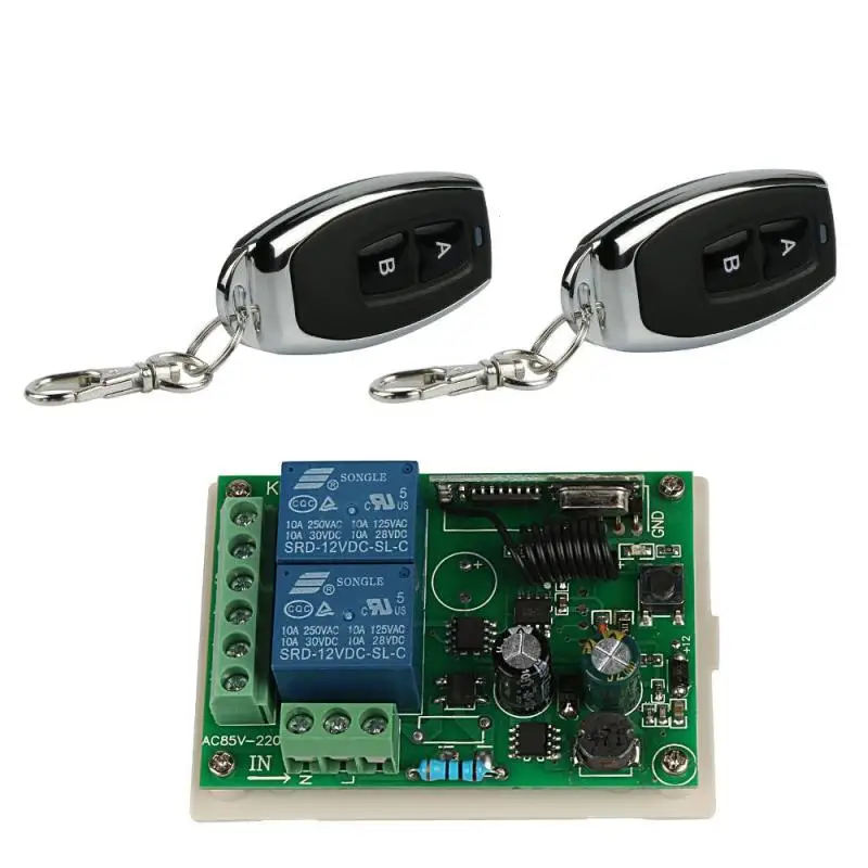 

433MHz RF Garage Code Transmitter Receiver 2-Channel Relay Receiver Switch Learning Door Opener Home
