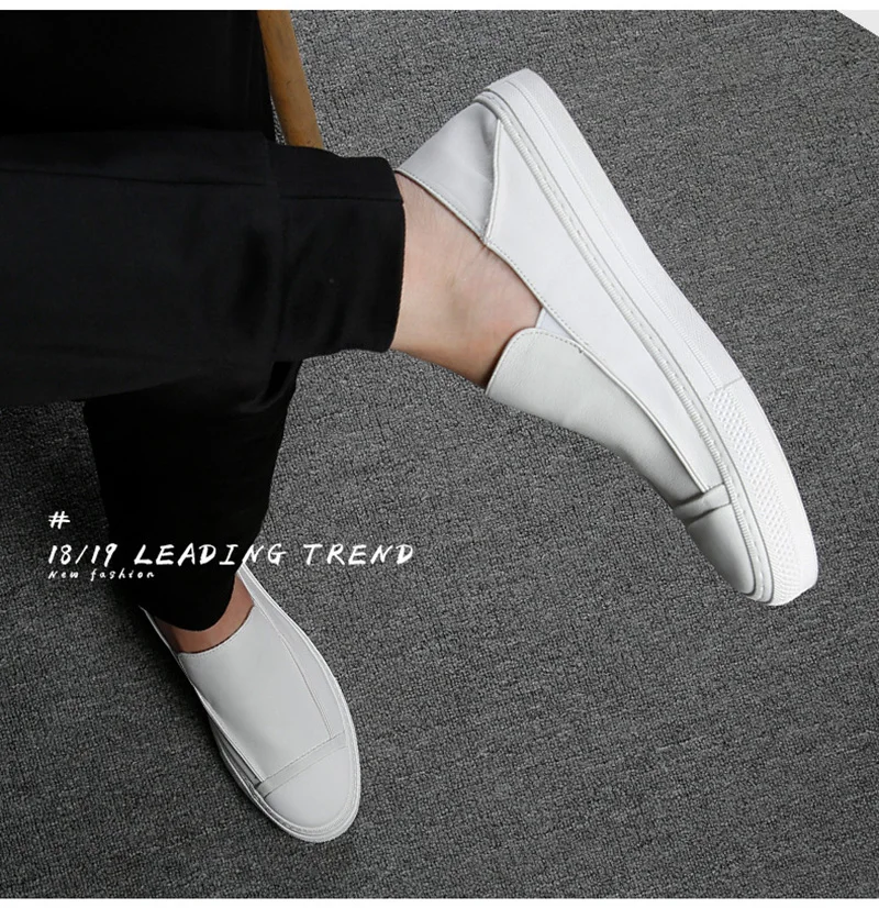 Genuine Leather Shoes Men Loafers Casual Men White Shoes Slip on Male Footwear Fashion Brand Man Cow Leather Shoes KA1569