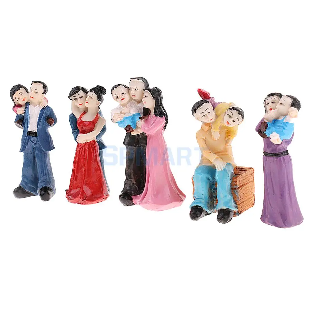 1 Set Resin Family Father Mother Children Model Miniature Statue for Sandplay Sand Table Game Parts Kids Toys Craft