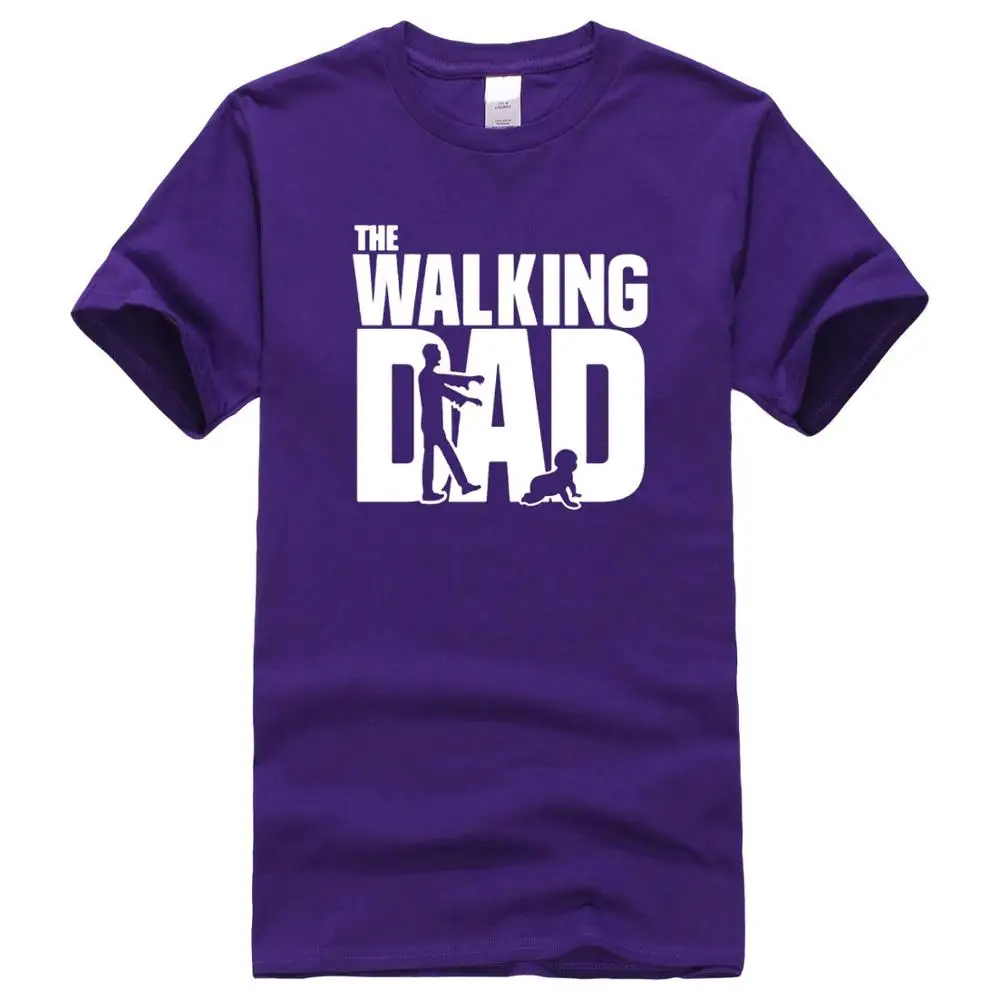 Мужские футболки «ходячий папа», повседневные хлопковые футболки «День отца», мужские футболки с коротким рукавом, Забавные футболки в подарок для папы, футболки, OT-627 - Цвет: purple white