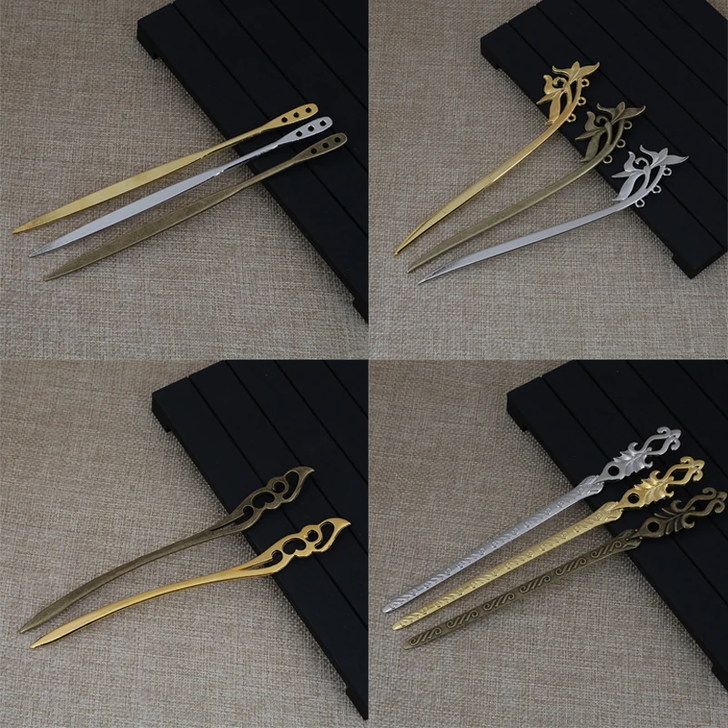 

Vintage Women Hair Sticks Pins Elegance Silver Gold Brown Geometric Girls Headbands Lady Gift Barrettes Hair Clip Accessories