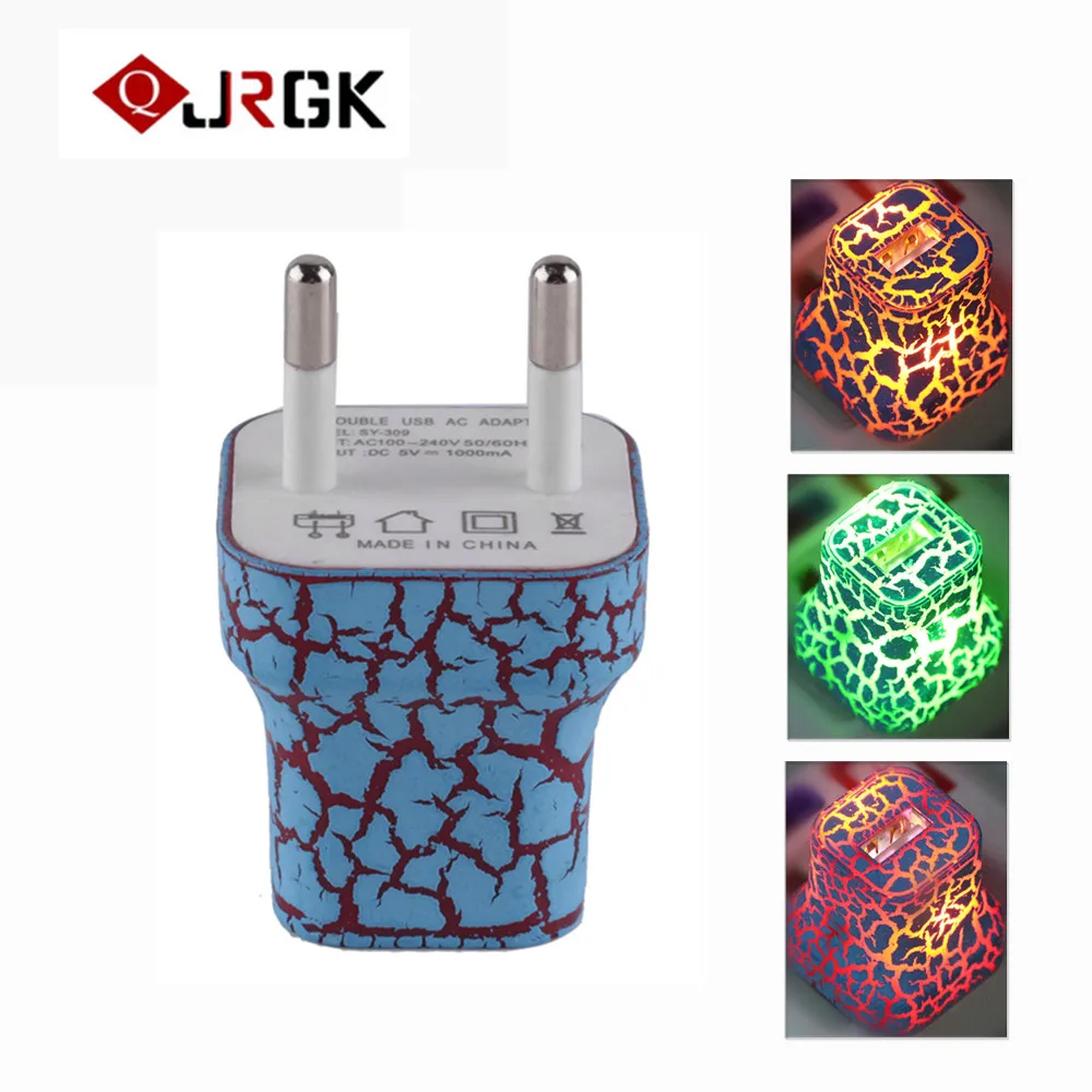 

JRGK High Quality Crack Flash 5V 1A Wall Charger US EU Plug beautiful Home Travel Wall USB Charger for iPhone 6 7 Samsung