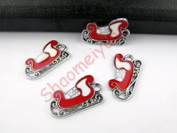 

ECM10 Mix Color 20Pcs Alloy Metal Enamel Christmas Sled Charms Pendants 26x15mm