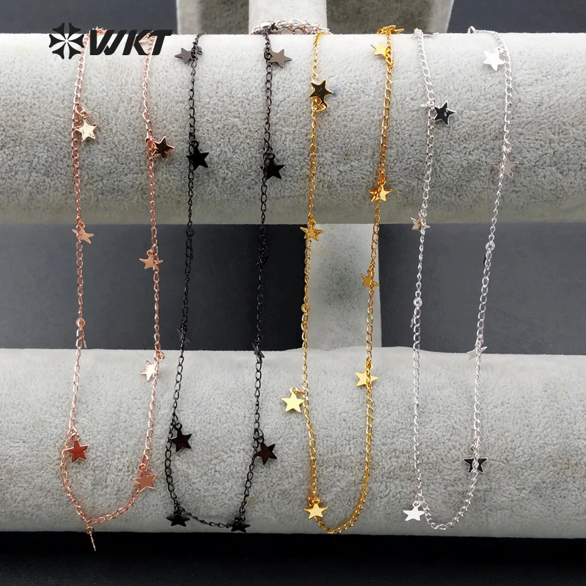 

WT-N978 Wholesale Custom Stars Chain With Differece Size Brass Chain With Black Gun Plated For Fashion Trendy Jeweley Making