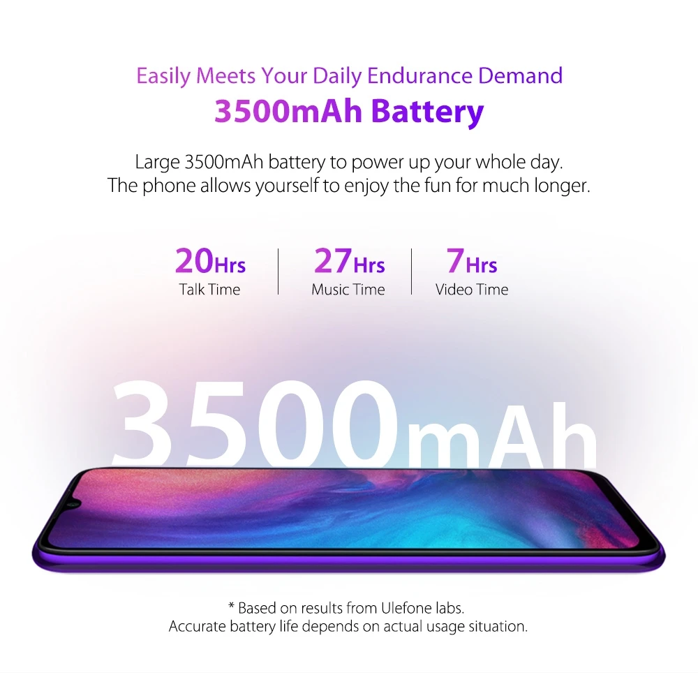 Ulefone Note 7P Mobile Phone Android 9.0 Cellphone 6.1" MT6761VW Quad Core 3GB+32GB Face ID 3500mAh Smartphone 3 Rear Cameras