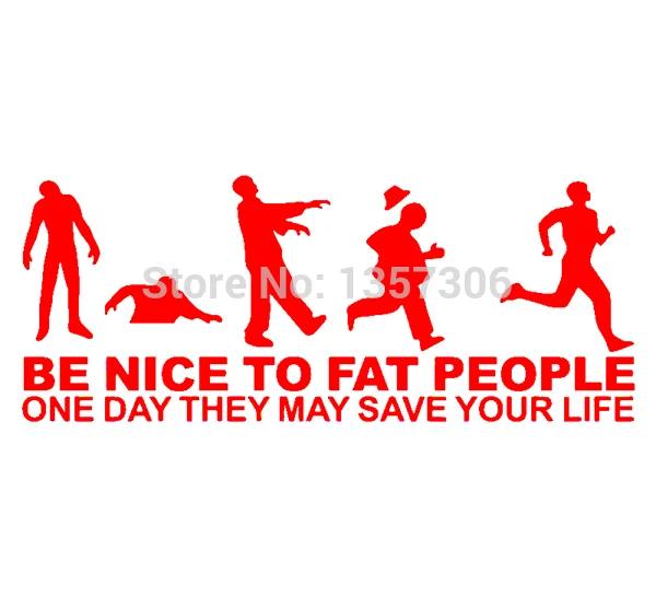 

Zombie Apocalypse Be nice to Fat People JDM Sticker Car Window Truck Door Vinyl Decal 9 Colors