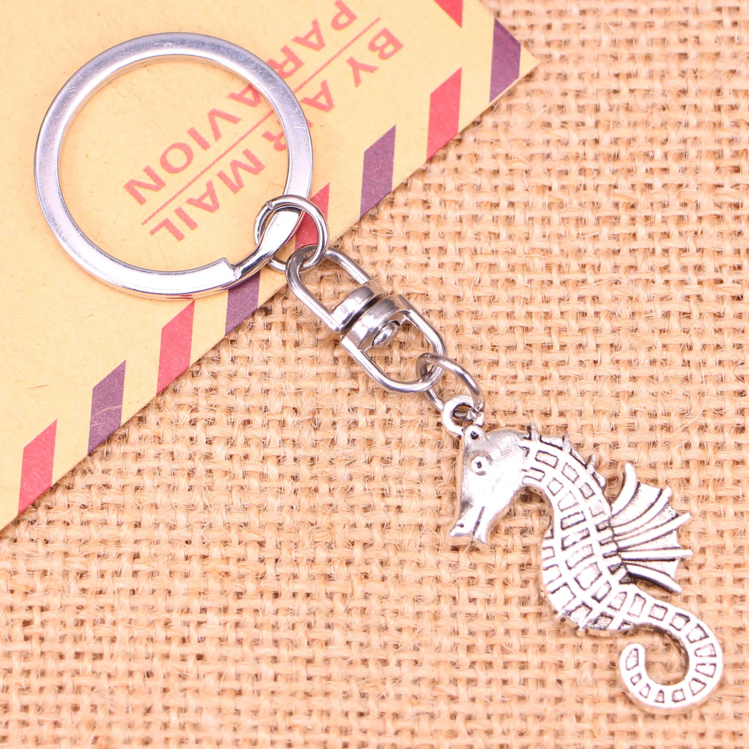 20pcs New Fashion Keychain 38*18 mm hippocampus seahorse Pendants DIY Men Jewelry Car Key Chain Ring Holder Souvenir For Gift | Украшения и