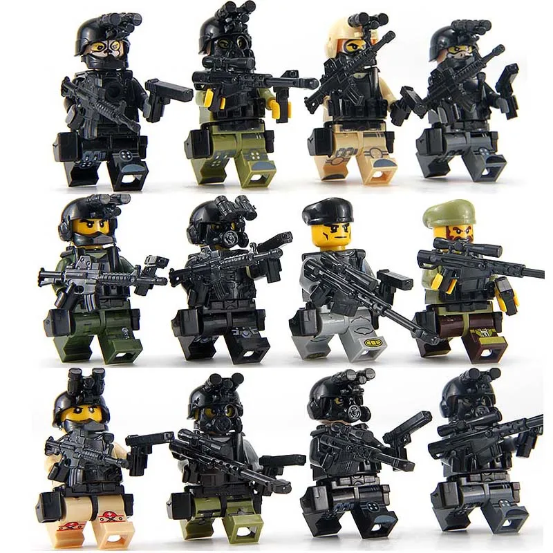 

12PCS/Set Military Figures With Weapons Building Blocks Set Compatible Legoed Soldiers ww2 Army Bricks Gift Toys For Children Bo
