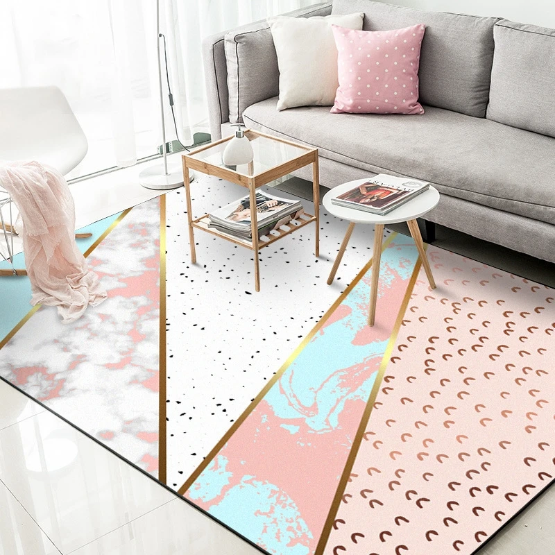 Modern Metal Golden Striped Carpets And Rugs Pink Abstract Geometric Living Room Bedroom Home Decor Area Non Slip Floor Mat Carpet Tiles Design Modern Metal Golden Striped Carpets And Rugs Pink Abstract Geometric Living Room Bedroom Home Decor Area Non Slip Floor Mat Carpet Tiles Design