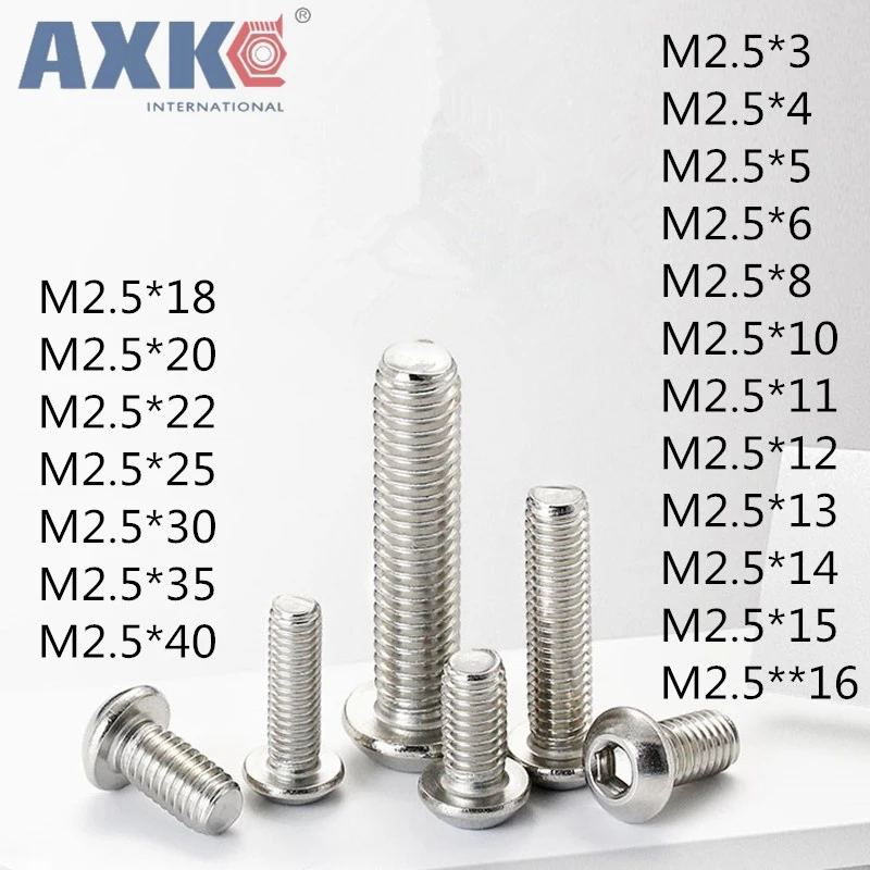 

M2.5 ISO7380 304 stainless steel round head socket head cap screws Hexagon socket head cap screws M2.5*3-40MM