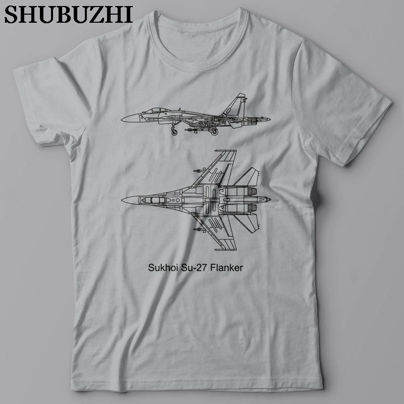 

Quality Tops Hipster Tees Military T-Shirt Russian Plane Fighter - Sukhoi Su 27 Flanker Blueprint F16 F22Custom T Shirt Printing