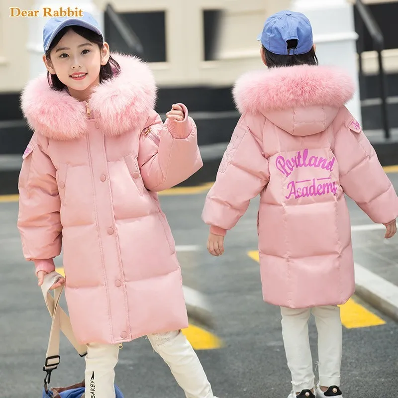 

-30 degrees 2018 new Children duck down jacket for Girl clothes Outerwear long hooded warm Cold Winter coat parka kids clothing