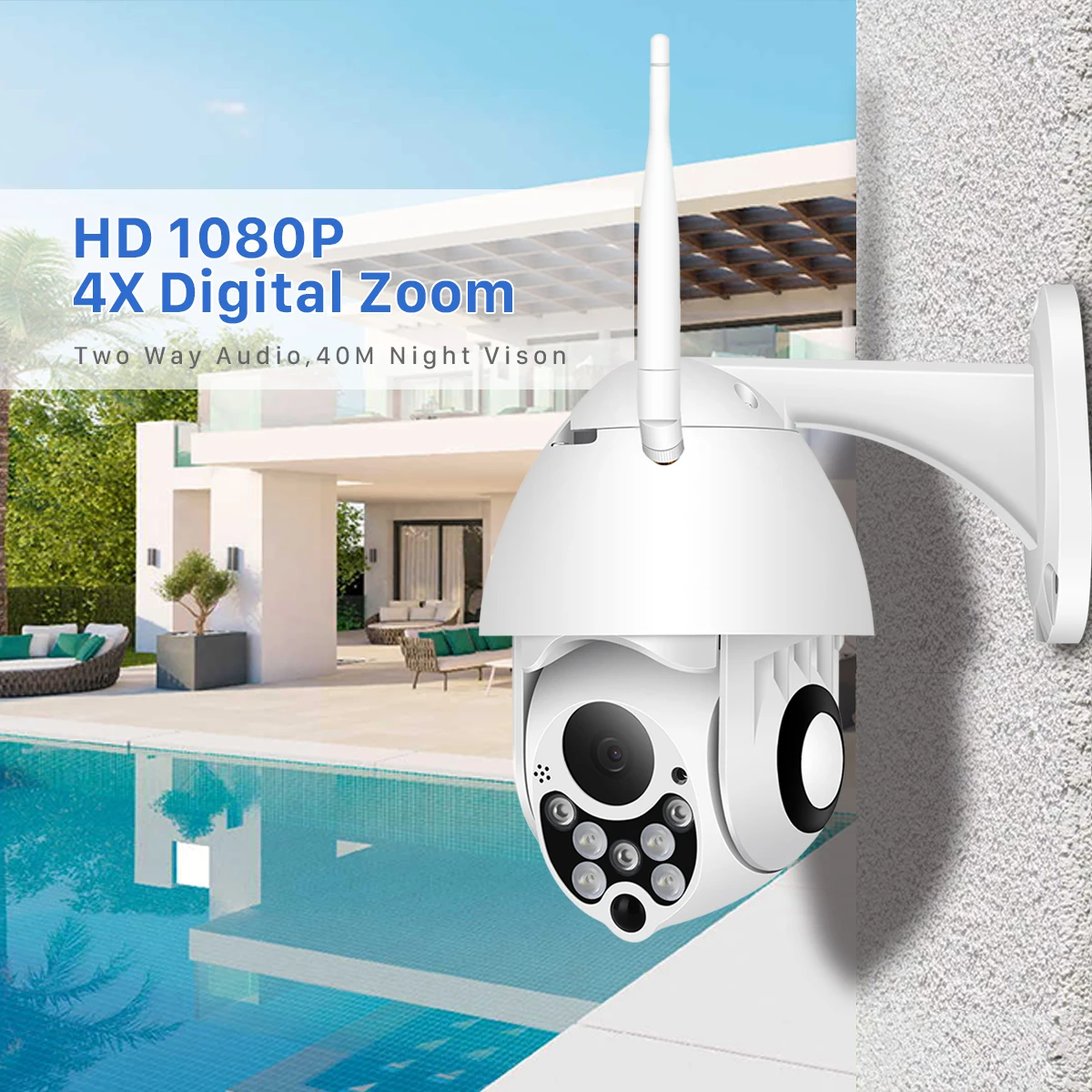 Besder 1080P PTZ IP камера с сигнализацией, наружная Wifi камера, двухсторонняя аудио 4X цифровой зум, ИК ночное видение, CCTV камера безопасности