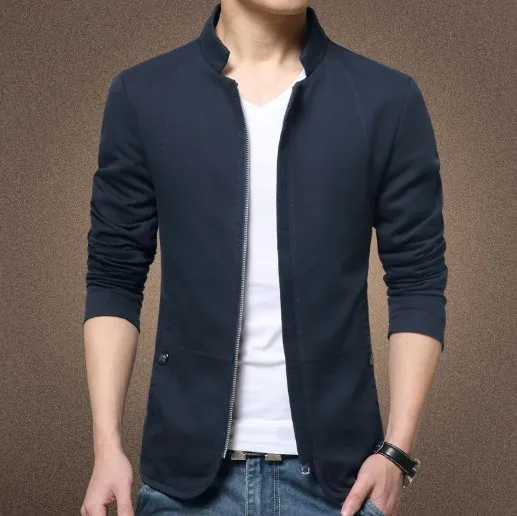 Chinese Style Mandarin Collar Casual Blazer Men Zipper Casual Suits Jackets Tunic Mens Cotton Stand Collar Blazer Hombre 5xl 4xl Chinese Style Mandarin Collar Casual Blazer Men Zipper Casual Suits Jackets Tunic Mens Cotton Stand Collar Blazer Hombre 5xl 4xl