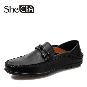 

Brand SheERA Men Leather Peas Shoes Men's Zapatillas Hombre Casual Shoes Slip on Mocassin Chaussure Homme Men Soft Driving Shoes