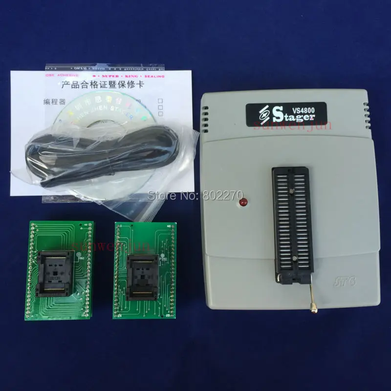 

VSpeed VS4800 USB Universal Programmer Bios GAL EPROM FLASH 51 AVR PIC MCU SPI with 48pin ZIF socket + tsop48 adapter kit