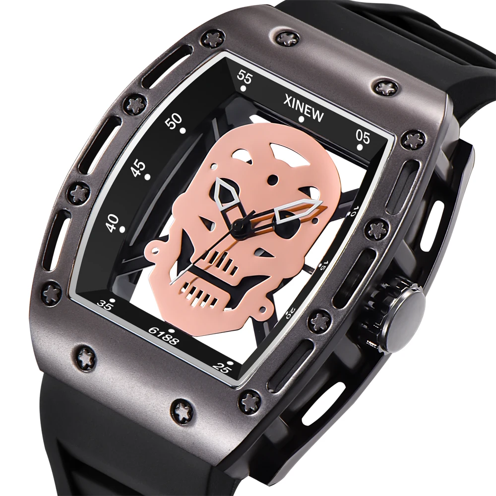 Большие Часы мужские модные резинкой подарки часы мужской люксовый бренд Военная кварцевые наручные часы Шаньтоу Скелет будущего часы dz