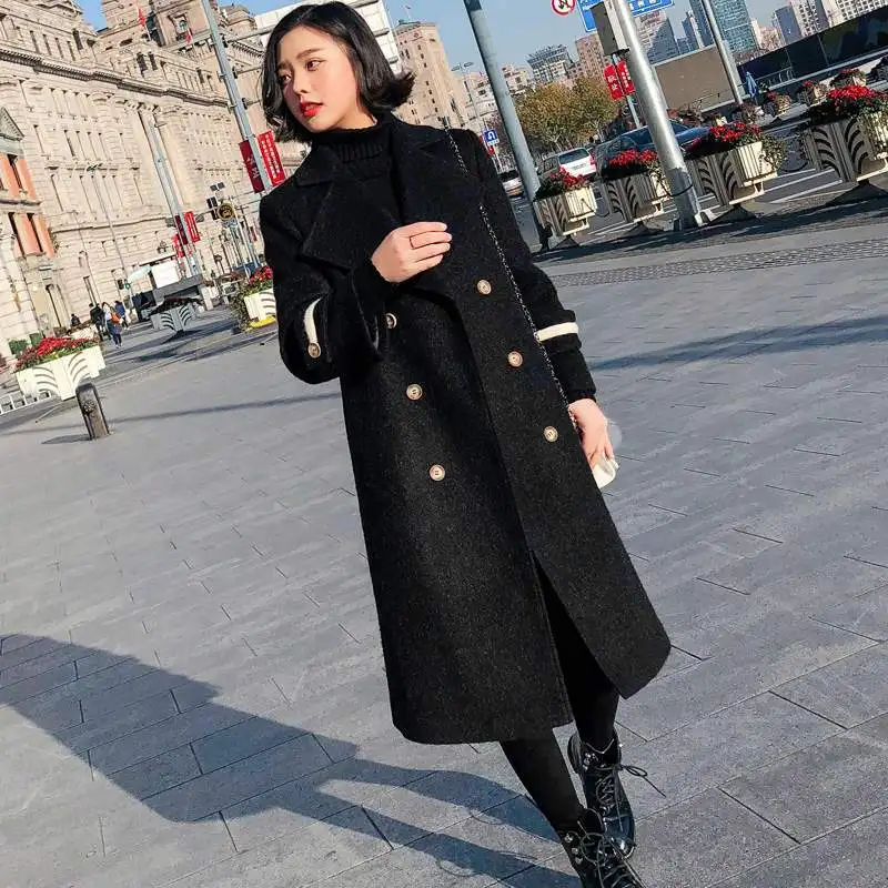 Chaud Blue black Qualité red Pr527 Coréen Nouvelle D'hiver Moyen Tempérament Haute Femmes Survêtement Slim Color oatmeal 2019 camrl lotus Laine Manteau Longues De Mode Veste OwqUSRZ