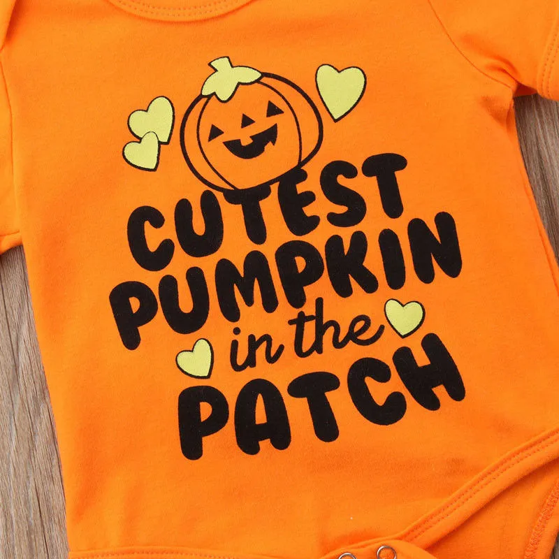 Newborn Baby Boy Girl Halloween Bodysuit Costume Pumpkin Bodysuit Clothes Outfit Baby Clothes Cotton O-neck Bodysuits Jumpsuits