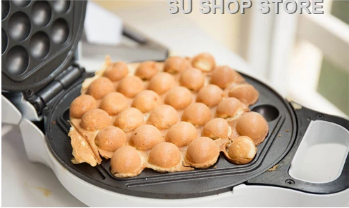 Kopen 2018 HK non stick Automatische Huishoudelijke Thuis Elektrische Roterende Ei Wafelijzer Pannenkoek Machine Koken Gereedschap