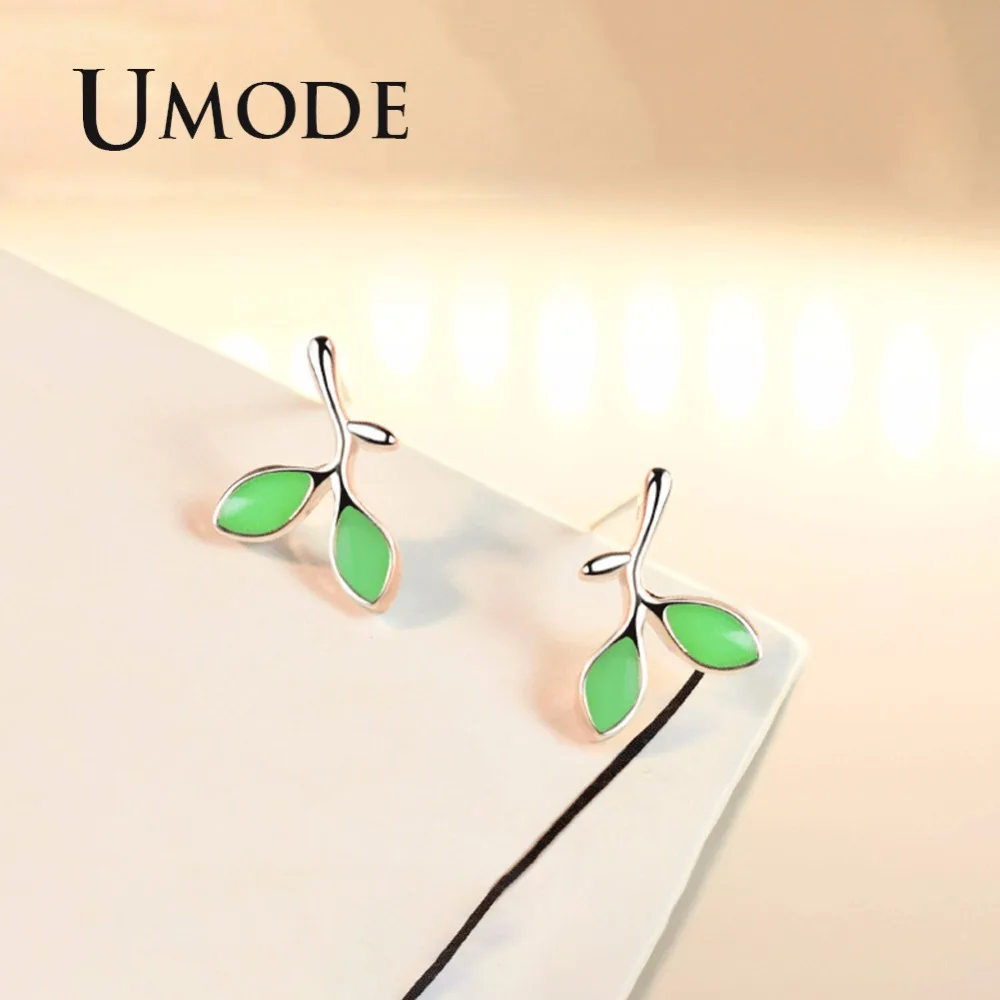 UMODE Simple Tiny Leaves Small Women Stud Earrings Fashion Luxury Design Korean Girl Jewelry Accessories boucle d'oreille UE0422