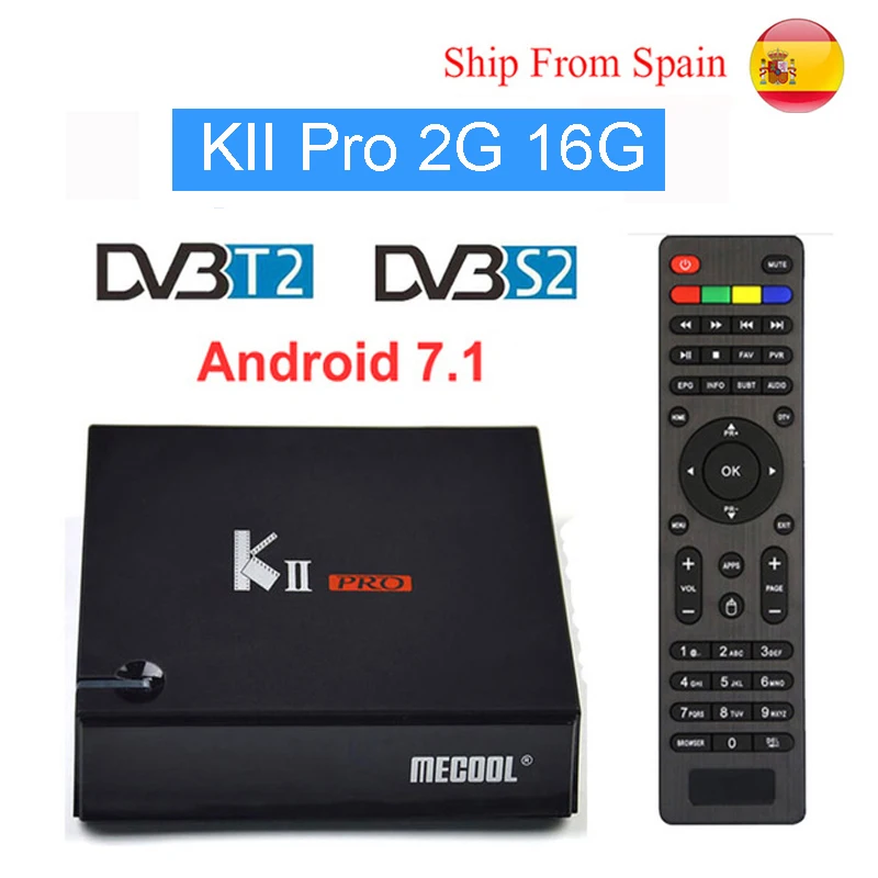 

Mecool KII PRO DVB-S2 Android 7.1 TV Box IPTV 4K Set Top Box DVB-T2/C Satellite Decoder 2GB 16GB 2.4G/5G Dual Wifi Media Player
