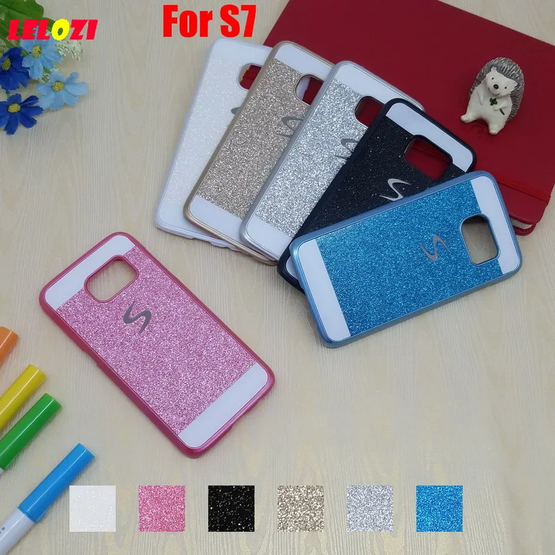 LELOZI Bling Shinning Glitter Hard PC Capinha Etui Case Cover Fundas For Samsung Galaxy S7 SM G930 S 7 G930F Black Silver |