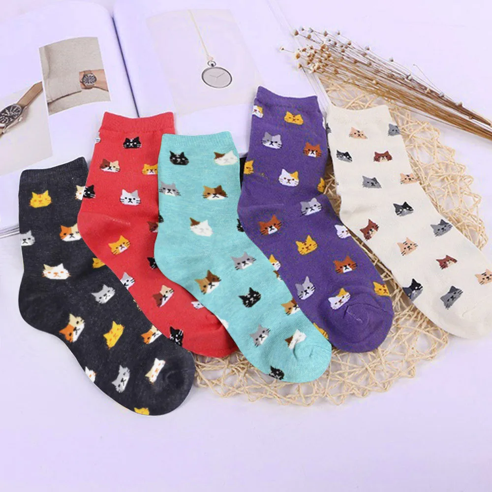 

New cartoon socks female cute kawaii cartoon cat cotton socks banquet special dress socks cute woman calceines