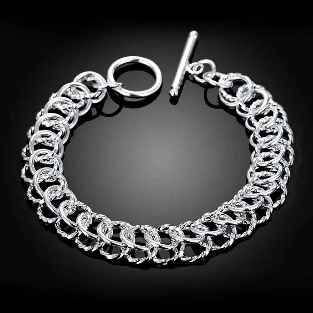 Flexible Silver Chain Bracelet for Women Twisted Lines Fish Weaving