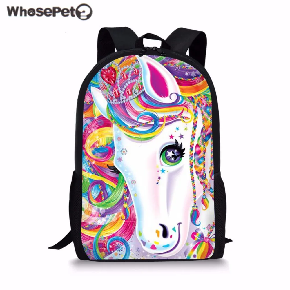 WHOSEPET Girls School Bag Funny Dabbing Unicorn Primary School Backpack