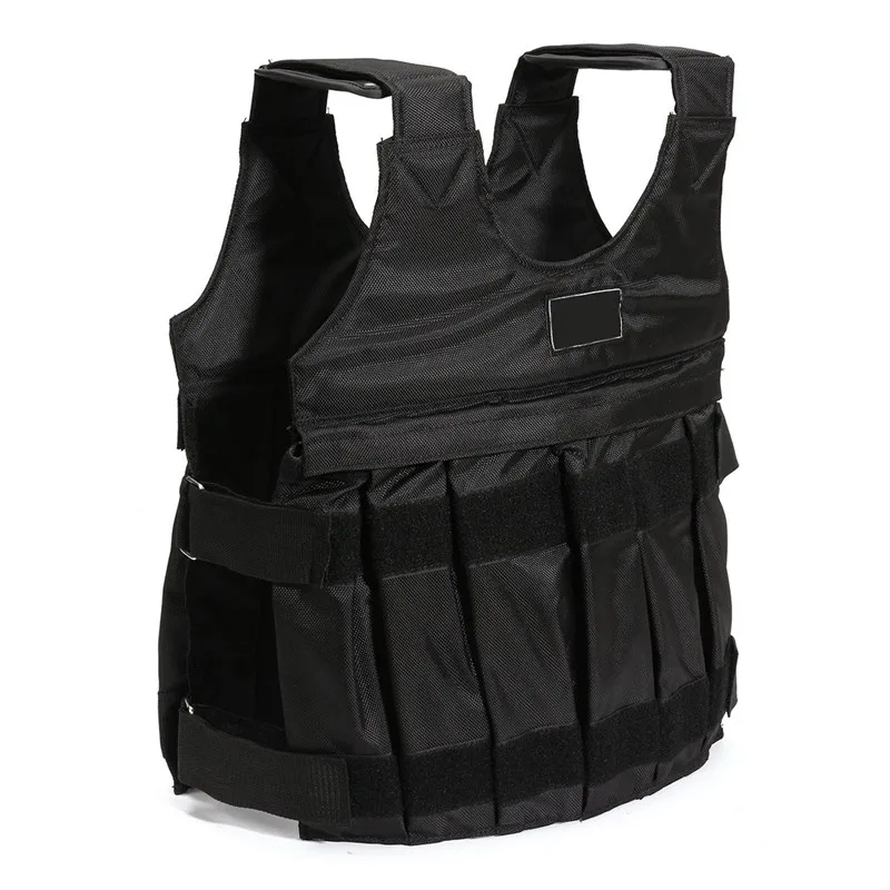 

Hot Sale 110LBS/50KG Weighted Vest For Boxing Training Equipment Adjustable Exercise Black Jacket Swat Sanda Sparring Protect