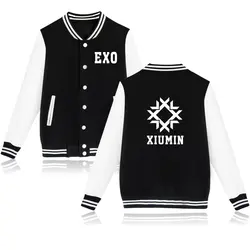 EXO логотип KPOP Бейсбол куртка Для женщин Зимние толстовки экзо-l фанклуб KPOP Для женщин Корея стильная куртка Добавить Бесплатная знак