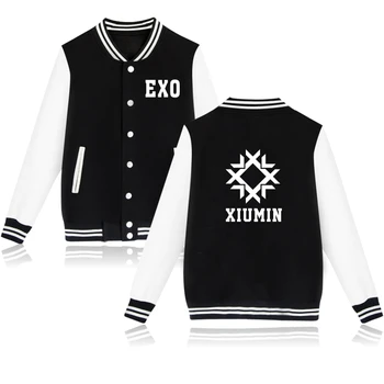 

EXO Logo Kpop Baseball Jacket Women Winter Sweatshirts EXO-L FANCLUB Kpop Women Korea Style Jacket Add Free Badge