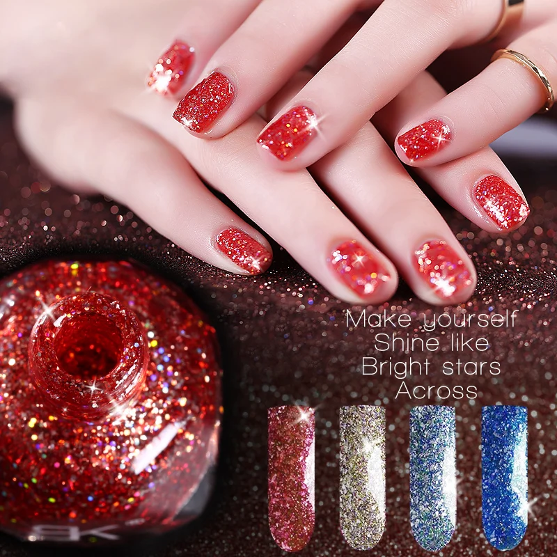 New Brand Glitter Polish Nail Art 10ml Waterproof Pigments Red Blue Pink Silver Quick Dry