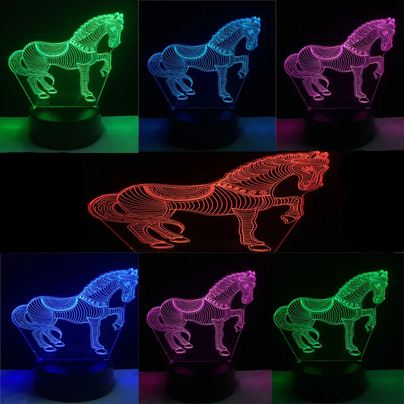Luzes da Noite novo animal cavalo 3d usb Formato : Animal