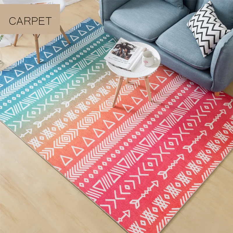 Северный Европейский геометрический полосатый градиентный цвет большой коврик моющийся нескользящий ковер для гостиной девушки комнаты прочный ковер