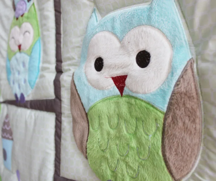 Ups Free 7 Pcs Cartoon Owl Baby Bedding Set Baby Cradle Crib Cot
