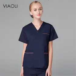 2018 хирургической платья для обувь для мужчин и женщин модели темно-синие с коротким рукавом операционной чистки костюмы больницы формы