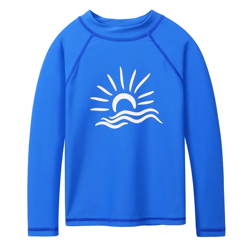 BAOHULU/детская одежда для купания с длинными рукавами костюм для серфинга для девочек футболки для защиты от солнца UPF 50+ пляжная одежда для купания для мальчиков - Цвет: Royal Blue