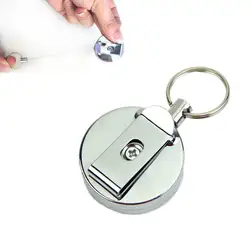 Sosw-выдвижной металлический держатель карты значок Сталь отдачи тянуть ремень клип серебро