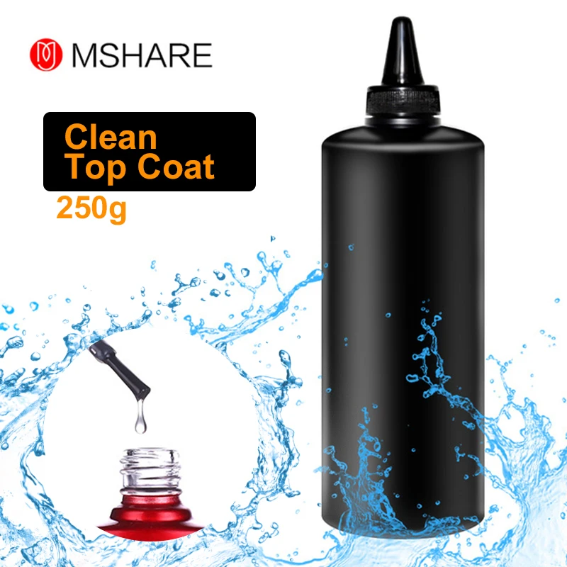 

MSHARE 250g Wipe Cleaning Top Coat Gel Nail Polish Cover Lasting Health Resin Material UV Varnish Primer Layer