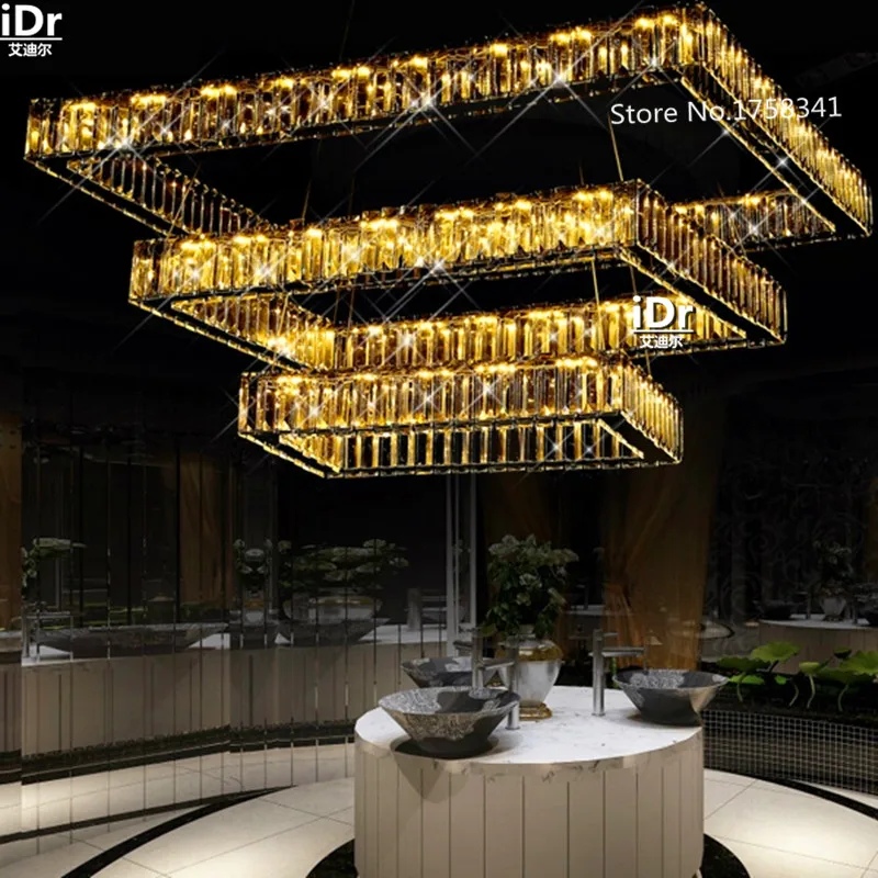 Contemporary Living Room Chandeliers Upscale Atmosphere Led Lamp Restaurant Villa Crystal Chandelier Hanging Rectangular Lights Contemporary Living Room Chandeliers Upscale Atmosphere Led Lamp Restaurant Villa Crystal Chandelier Hanging Rectangular Lights