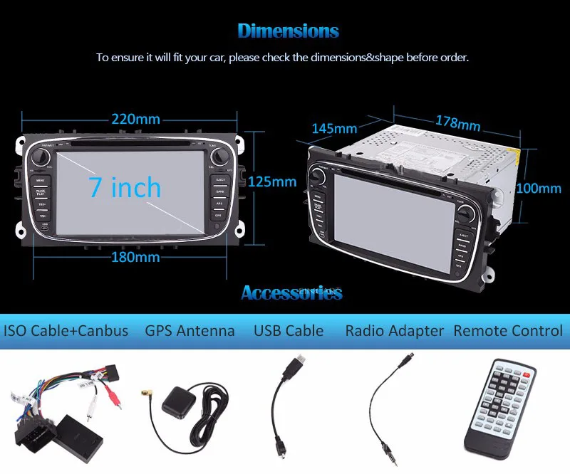 Excellent 4 Core Android 8.01 Car DVD GPS For Ford Mondeo Focus 2 S-max 2007 2008 2009 2011 2013 with Radio Navigation 1G/16G 2