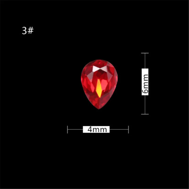 10 шт 3D острые нижние хрустальные стразы для дизайна ногтей Китай красная стеклянная драгоценные камни инструмент для украшения ногтей для нейл-арта DIY стеклянный камень - Цвет: 3 10pcs