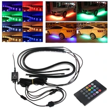 90/120 см Автомобильная RGB Светодиодная лента 5050 SMD DC12V 6000K RGB Светодиодная лента под автомобильную трубу подсвечивающая днище Система неоновый светильник комплект Горячая Распродажа