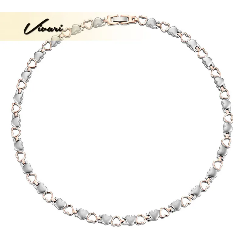 

Vivari 2018 Trendy Magnetic Heart 4in1 Stainless Steel Necklace For Women Jewelry Choker 2-Tone Rose Gold Silver Neckwear Charm