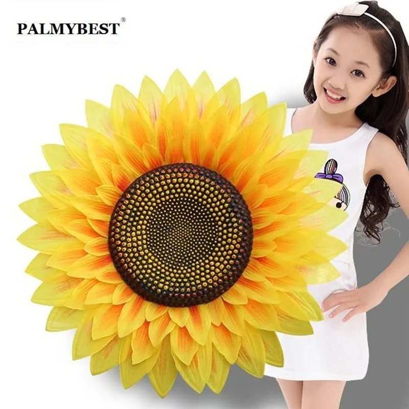 

Big size artificial silk sunflower yellow polyester flower for Home Decorative & dance props Performing props